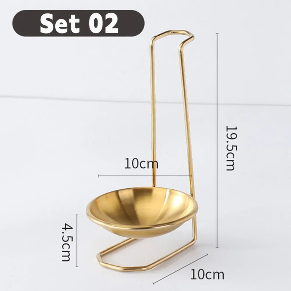 Kitchen Accessories Vertical Single/Double Ladle Spoon Utensil Rack Soup Spoon Rest Stand without plate Tableware Storage Shelf