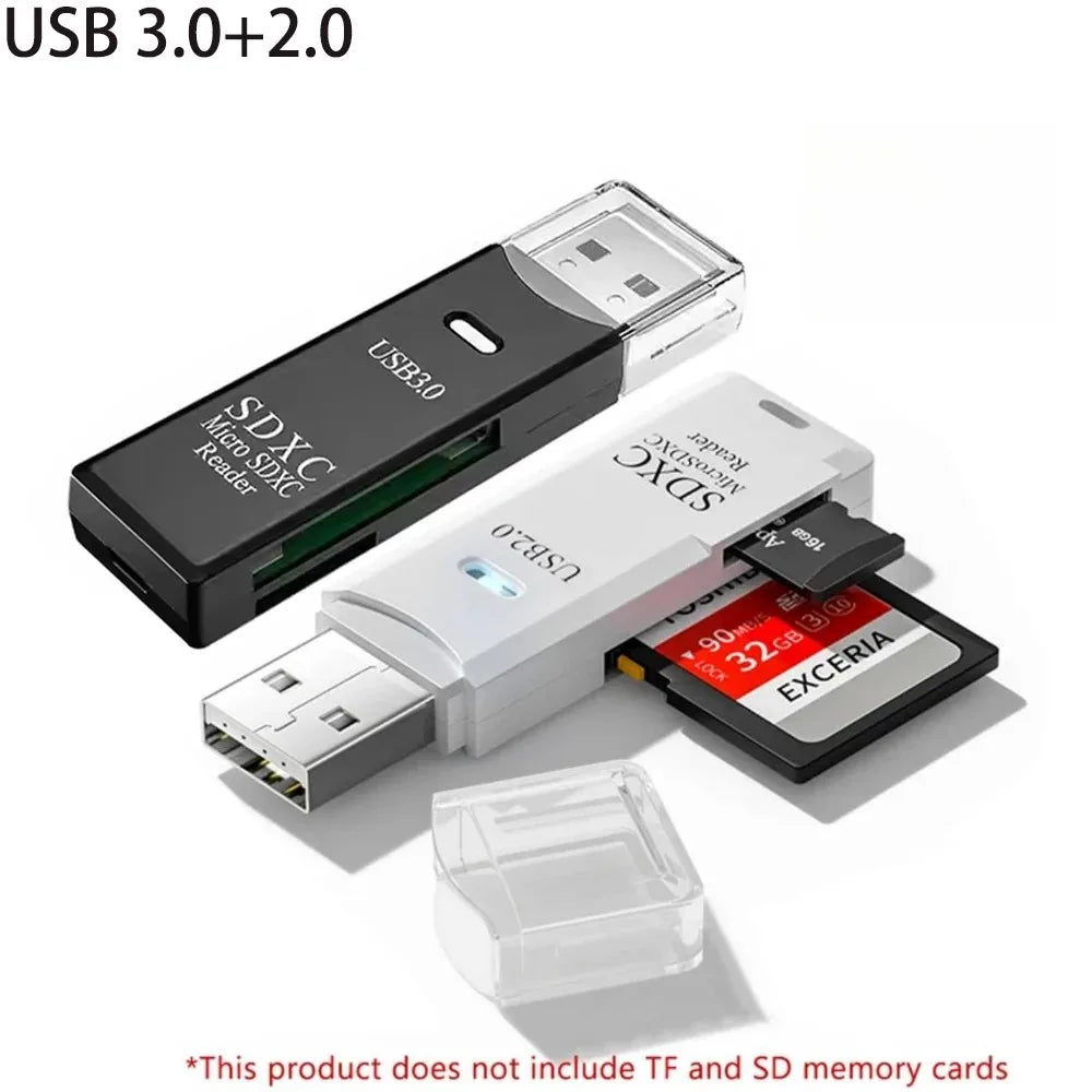 Multi Functional 2 In 1 High-speed USB 3.0/2.0 Card Reader Supports TF+SD Computer Tablet Camera Laptop Car Mounted