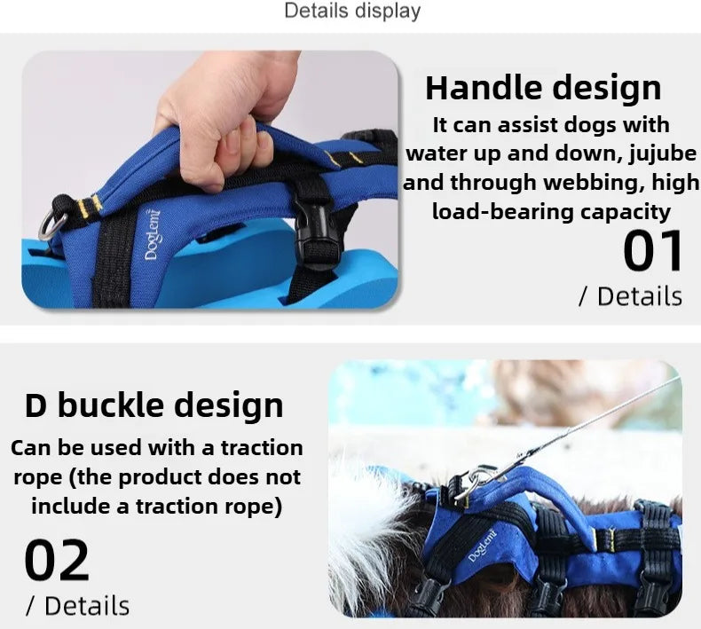 2 in 1 Summer Dog Swimming Rescue Vest Harnesses Adjustable Dogs Life Saving Jacket Swim Chest Strap Walking Out Vest Harnesses