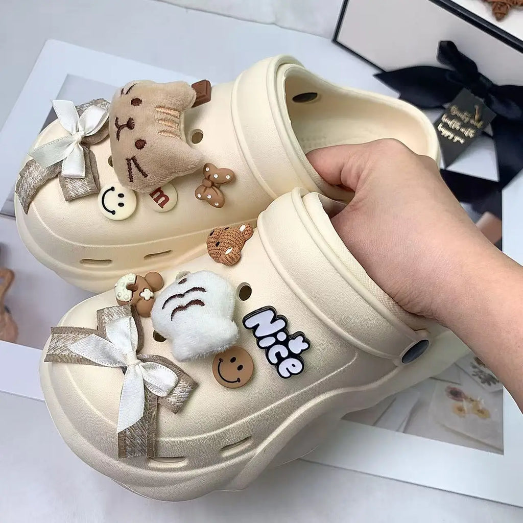 New Style Women's Clogs, Fashionable Cloud-Heel Thick-Soled Sandals for Summer, Made of Lightweight Eva Material, Comfortable Catfish-Patterned Set of Thick-Soled Sandals