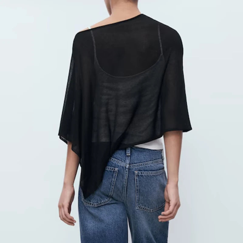 hirigin Boho Beach Vacation Pullovers Tees Summer Irregular Knitted Cover-ups Crop Tops Y2k Aesthetic Vintage Smocked T-shirt