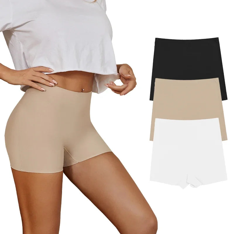 New Design Ladies Seamless Ice Silk Solid Biker Shorts Boxer Short Leggings Sports Yoga Pants Women's Shorts Panties T1584