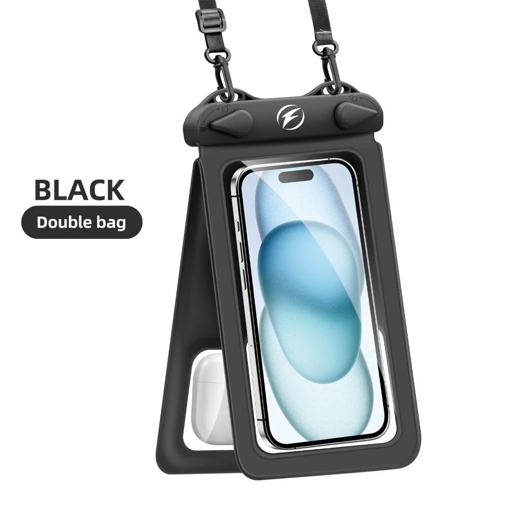 Double Pocket Waterproof Phone Bag Transparent Touch Screen Mobile Phone Waterproof Bag Universal Underwater Dry