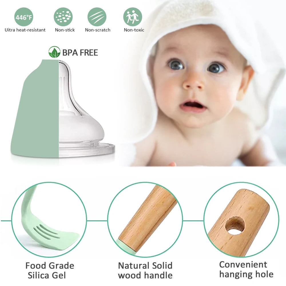 Cooking Tool Sets Non-toxic Cooking Baking Kitchen Tools Utensils Silicone Shovel Spoon Scraper Brush Spade Whisk Turner