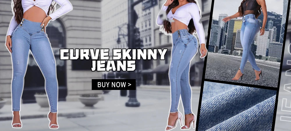 New Two-Tone Color Block High Waist Jeans Women Tummy Control Skinny Fit Stretch Denim Pants Fashion Slimming Pencil Jeans