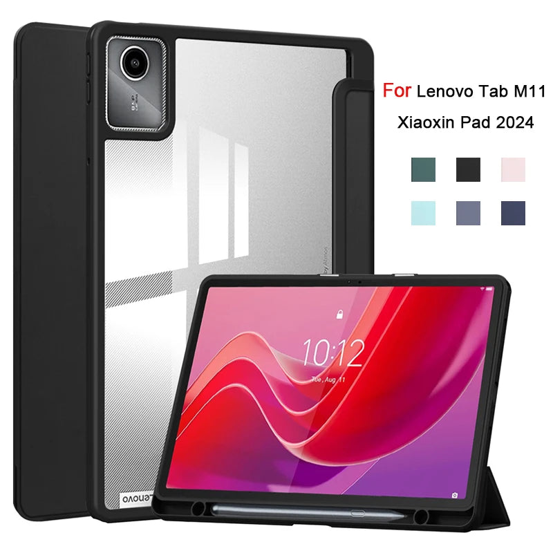 For Lenovo Tab M11 Xiaoxin Pad 11 2025 2024 Case With Pen Holder Folding Stand Smart Tablet Cover Funda for Idea Tab 11 " Case