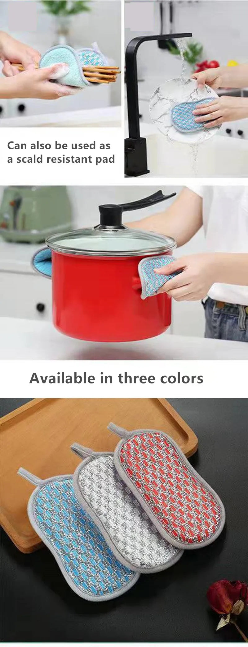 Kitchen Cleaning Sponge Double Sided Sponge Scrubber Sponges For Dishwashing Scouring Pad Dish Cloth Kitchen Cleaning Tools