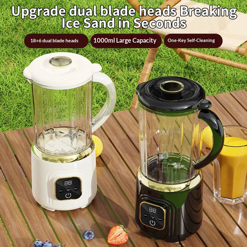 1000 ML Household Juicer Blender Dual-blade digital display juicer USB Rechargeable Ice Crusher Electric Fruit Juice Machine