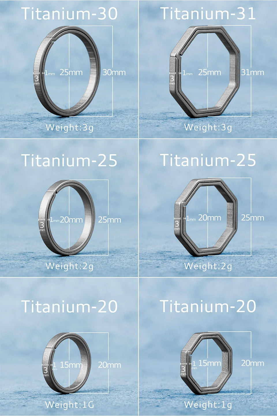 Real Titanium Men Keyring Flat Key Chain Rings Holder Car Lightweight Keychain Buckle Jewelry Quickdraw EDC Wholesale Best Gift
