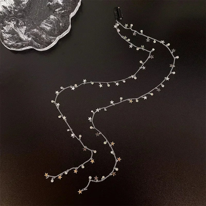 Women Wedding Dreadlocks Hair Braid Silver  Crystal Tassels Ponytail Hair Clips Ornaments Star Rhinestone