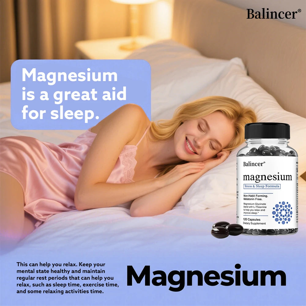Magnesium Glycinate - Improve Cardiovascular Health, Reduce Stress, and Promote Healthy Sleep, Muscle Growth, Non-GMO
