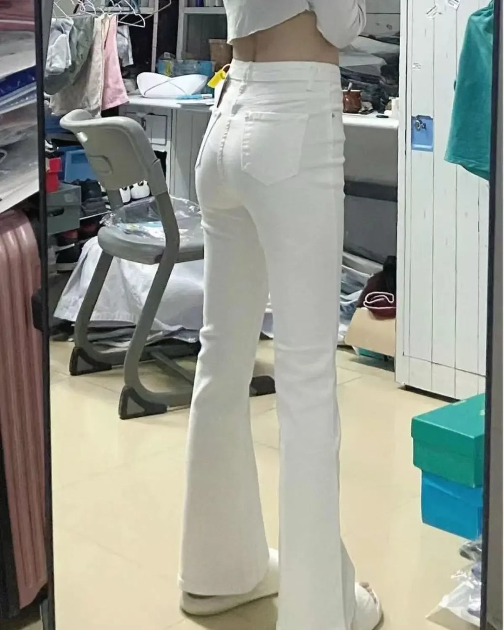 Autumn Spring Slim Skinny Jeans Women Denim Pants Vintage White Tight Trousers Fashion Female Elastic Jeans Casual Flare Pants