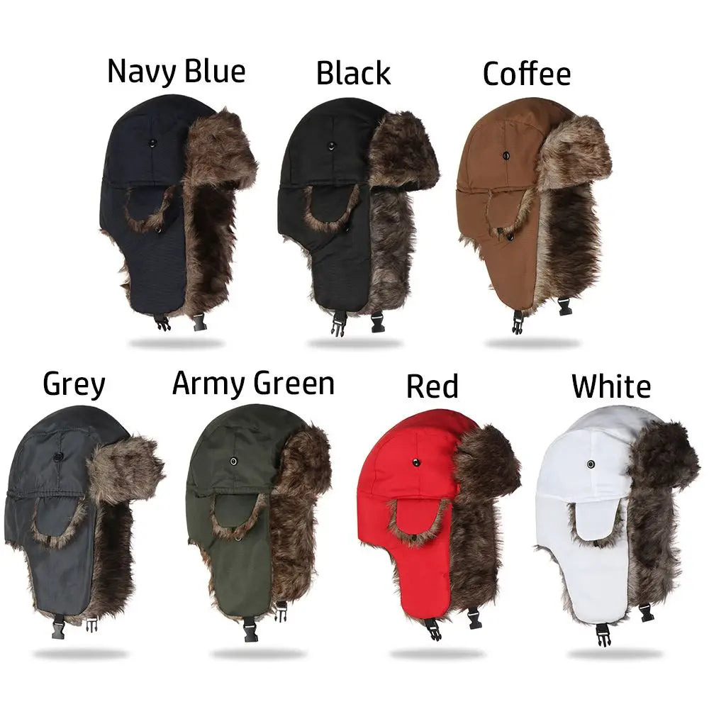 Men Women Trapper Bomber Hats Russian Ushanka Warm Winter Fur Earflap Ski Hat
