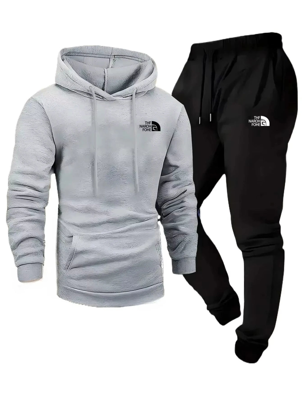Men's Autumn/Winter Printed Casual Two-Piece Set: Hooded Sweatshirt and Pocketed Trousers, Regular Fit Outdoor Sportswear