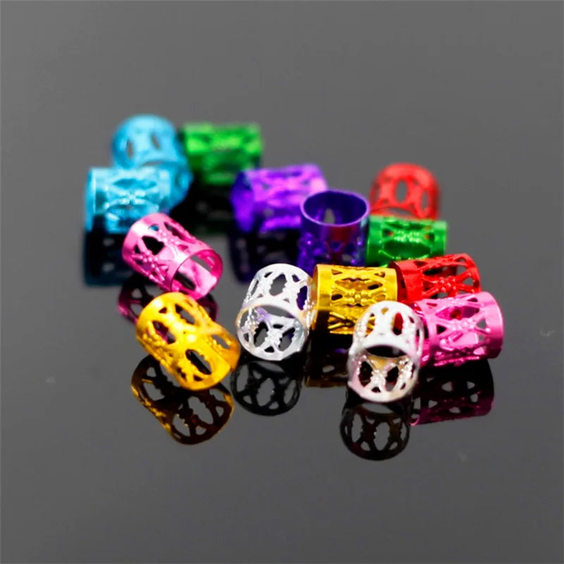 100Pcs Dreadlocks Beads Hair Braid Rings Clips Dread Locks Hair Braiding Metal Cuffs Hair Rings Decoration Accessories Jewelry