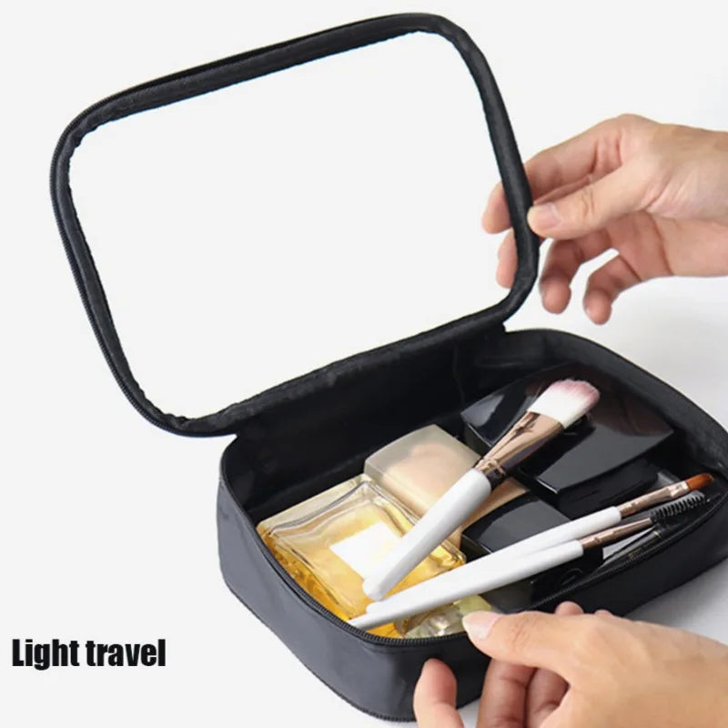 Waterproof Cosmetic Bag Transparent TPU Small Items Pack Makeup Toiletry Zipper Opening Storage Pouch Black Sturdy Wash Bags
