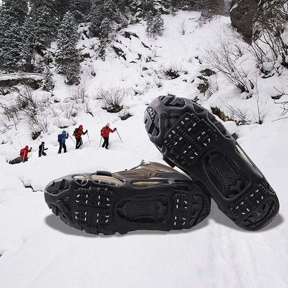 24 Studs Ice Snow Traction Cleats Non-slip Wear-resistant Crampons Stretch Rubber Winter Walking Boots Cleats Winter Walking
