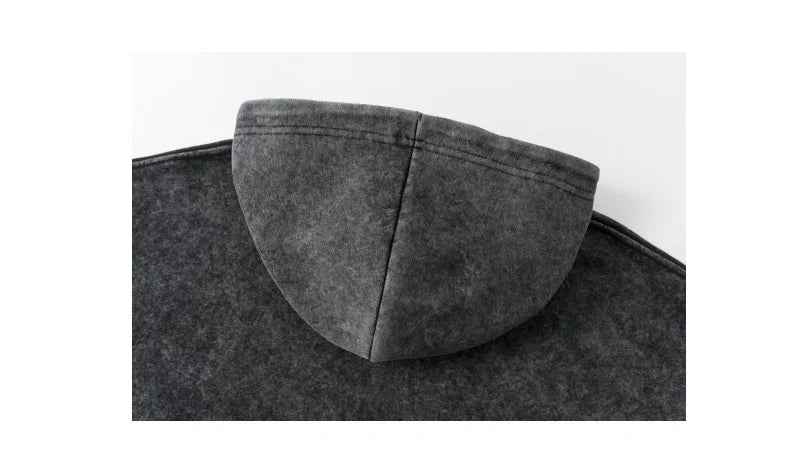 New Washed Retro Distressed Pure Cotton Hoodie for Men and Women, Solid Color Pullover, Fashionable Casual Hooded Sweatshirt