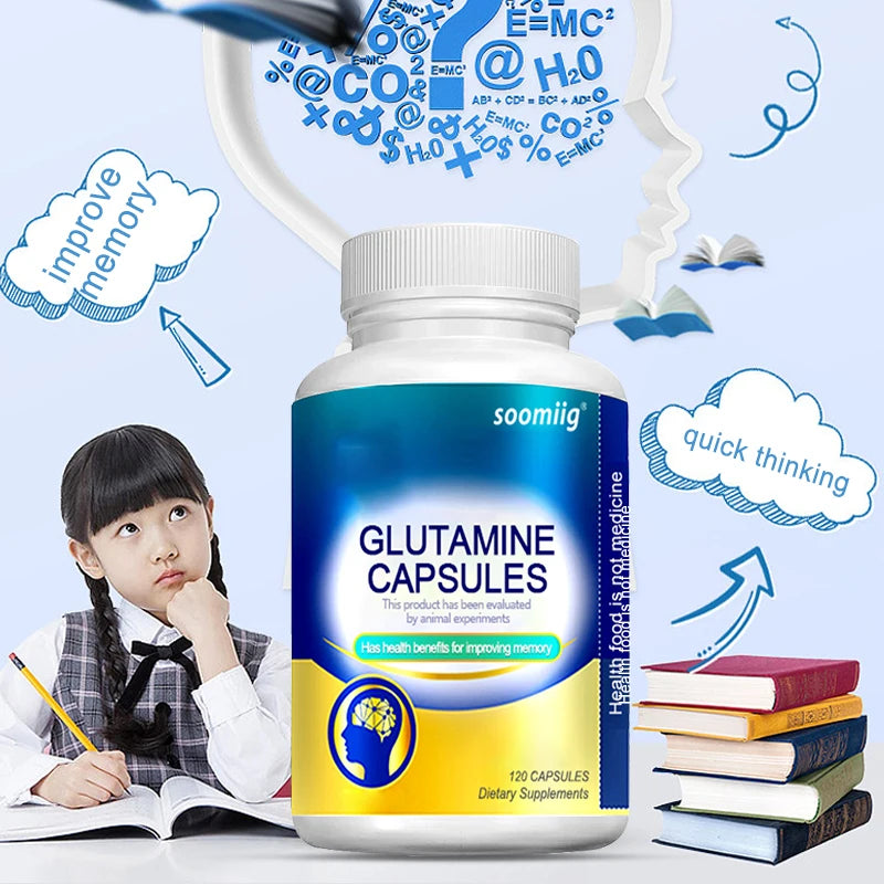 L-Glutamine - Supports Digestive , Gut Health and Promotes Muscle Growth and Recovery, Improves Immunity - 120 Capsules