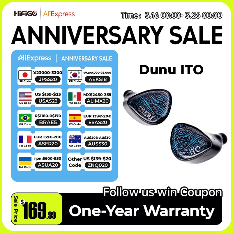 DUNU x KOTO ITO In-ear Earphones 2DD+2BA Hybrid Drivers IEMs with 4-Core Single-Crystal Copper Q-Lock Interchangeable Plug Cable