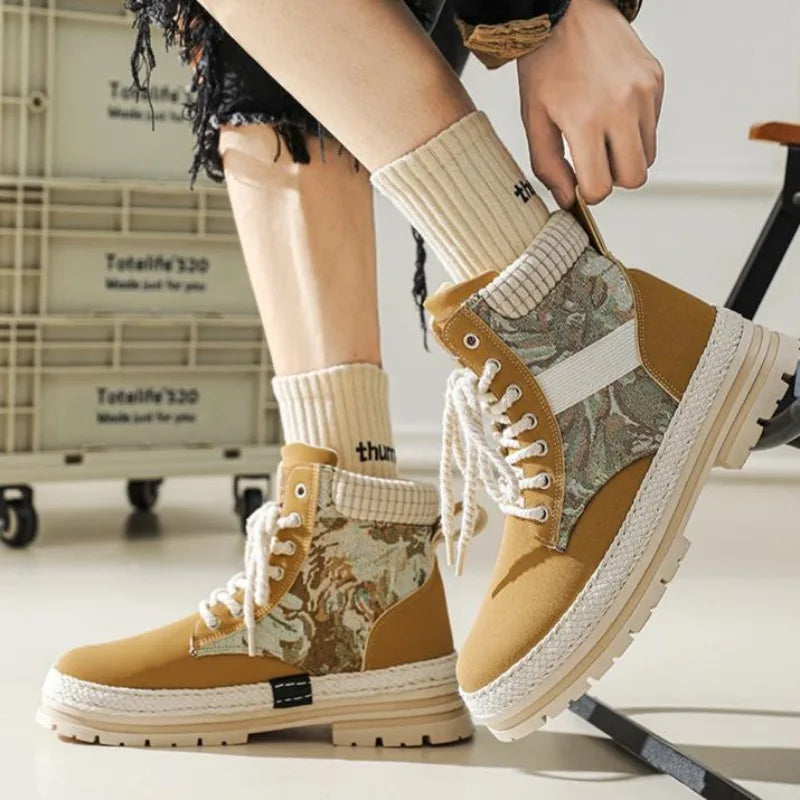 Men Boots Autumn Winter Casual Shoes Designer Luxury Platform Cowboy Chelsea Work Safety Leather Ankle Sneakers Botas Masculino