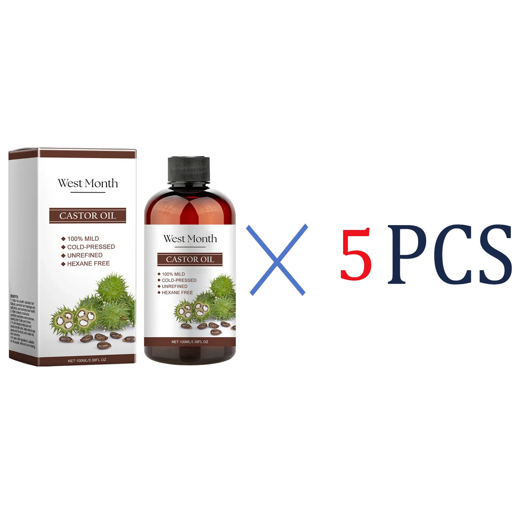 100ml Organic Castor Oil,Cold Pressed Unrefined Essential Oil For Hair Care Eyelash & Nail Growth Moisturizes Skin Hair Smoother