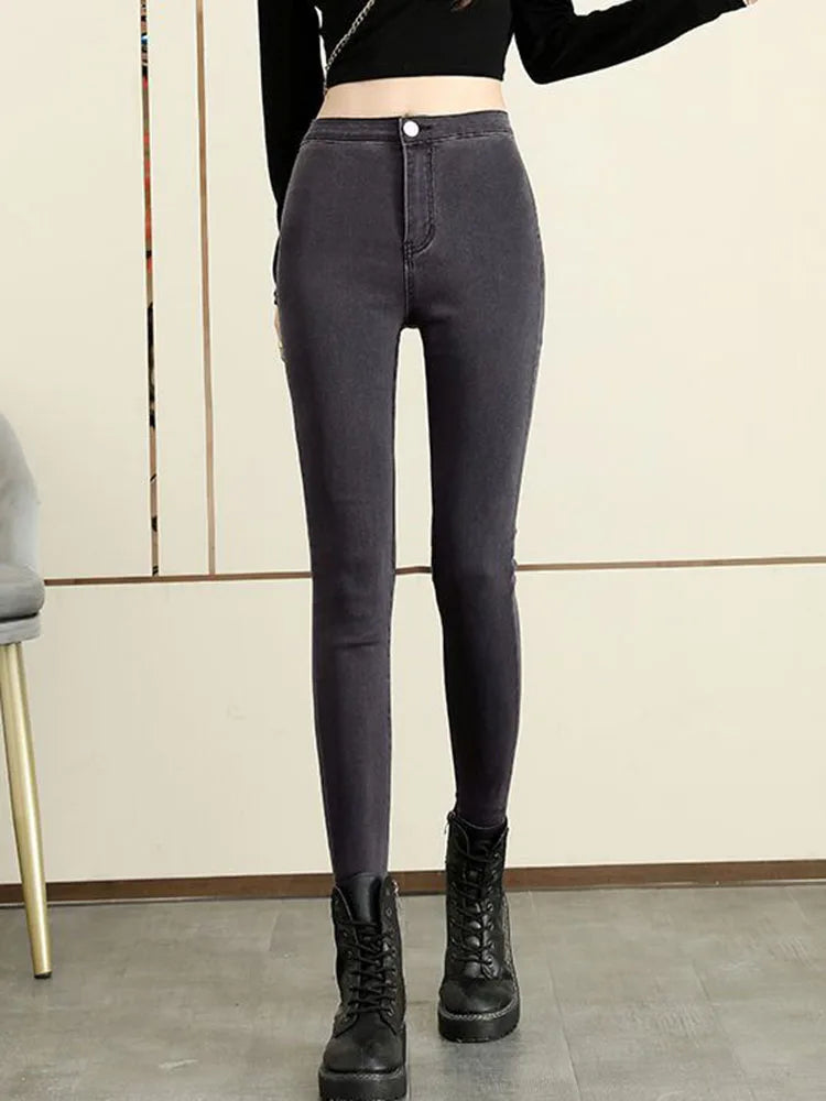Skinny High Waist Stretch Pencil Jeans Women Casual Vintage Slim Denim Pants Korean Fashion Streetwear Ankle Length Vaqueros New