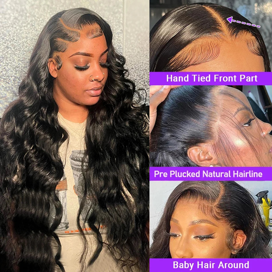 180% 13X6 Lace Frontal Body Wave Wig Transparent Indian Perruques For Women 13X4 Lace Frontal Wig Human Hair Pre Plucked Wig