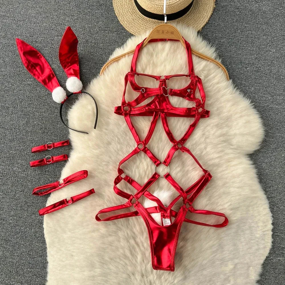 Women's Lingerie Set — Lace Bra, Panty & Suspender Outfit