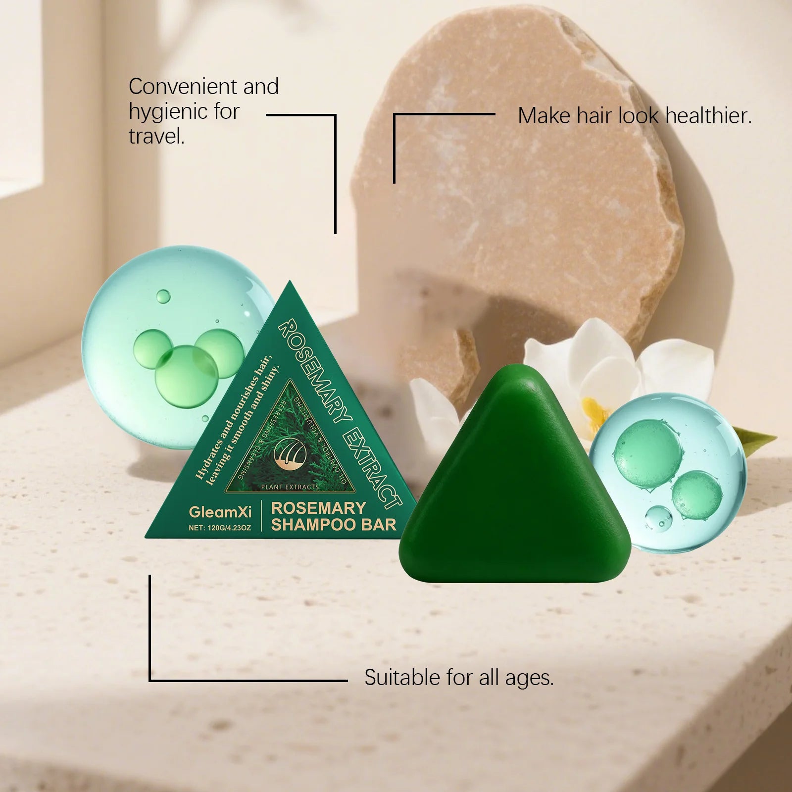 Rosemary Shampoo Bar Hair Growth Anti Hair Loss Oil Control Improve Frizz Split Ends Refreshing Nourishing Handmade Solid Soap
