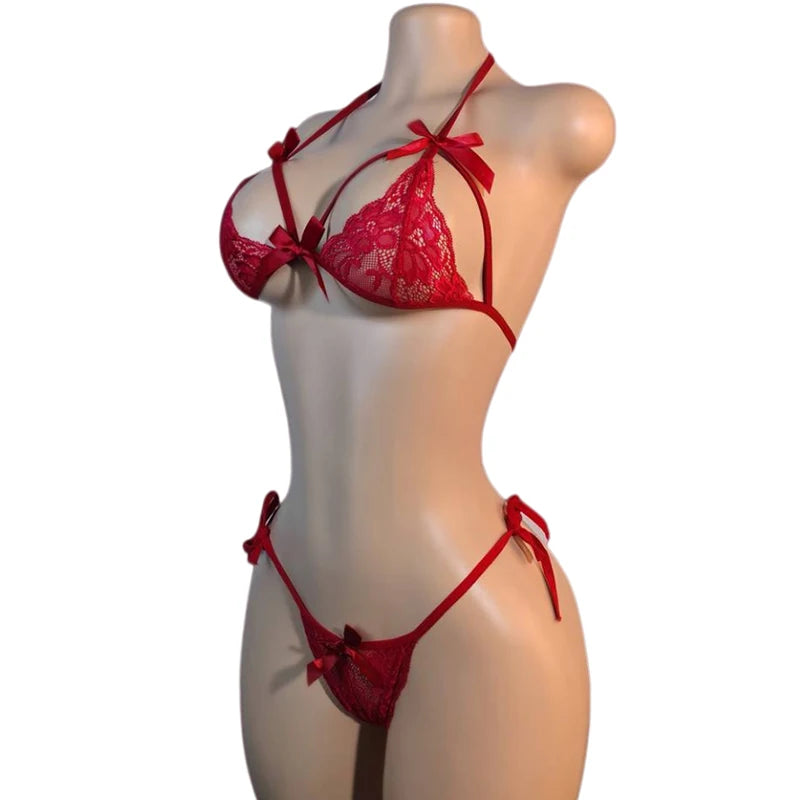 Women's Embroidered Lace Push-Up Bralette & Brief Set