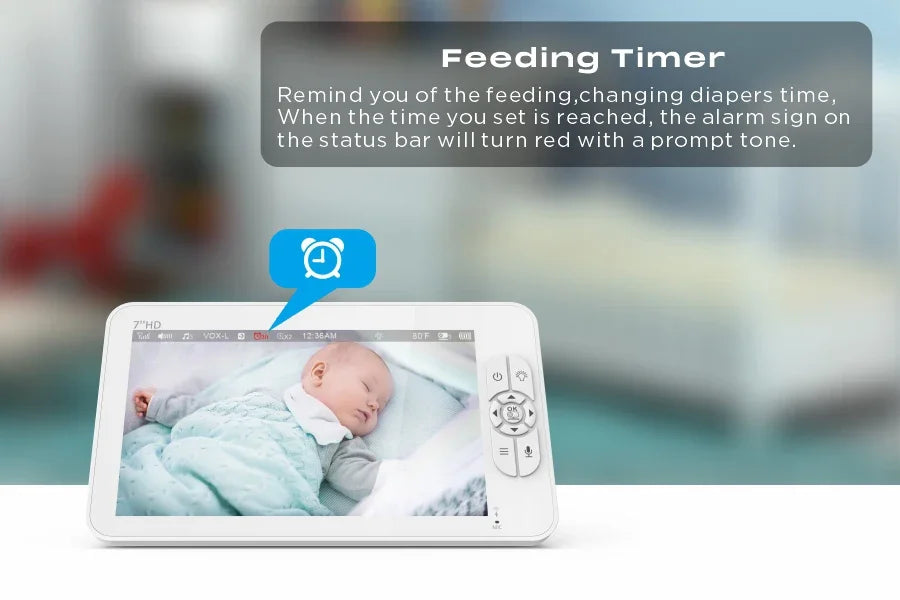 SM70 Baby Monitor 7 Inch Wireless With PTZ Camera High Security Camera Night Vision Temperature Monitoring Baby Cry Alarm