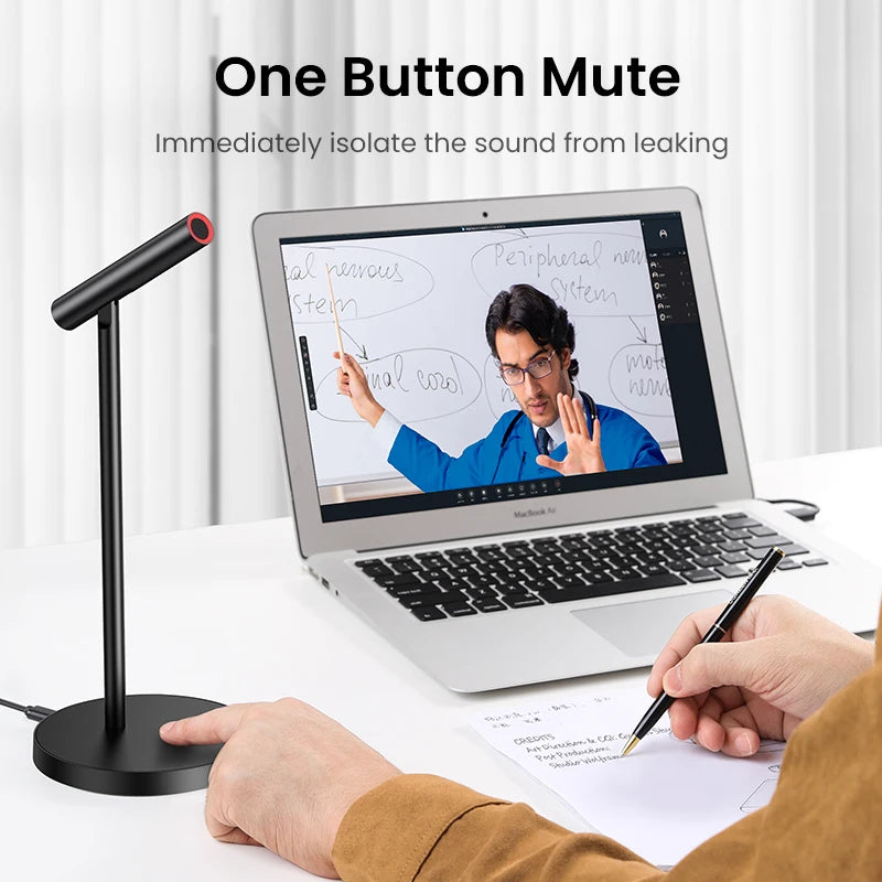 UGREEN USB Computer Microphone 360 Omnidirectional for Streaming,Gaming, YouTube,Podcasting Desktop Microphone with Mute Button