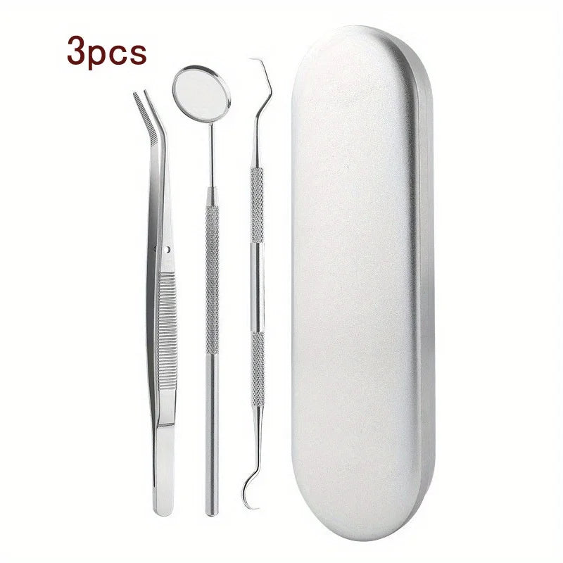 Tooth Cleaning Kit, Including Case,Tongue Scraper,Tweezers, Scrapers, Debris Removers,Toothpick Tools, Featuring Non-Slip Handle
