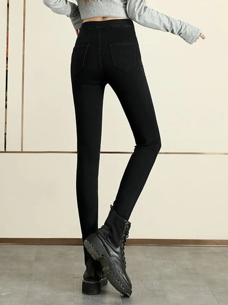 Skinny High Waist Stretch Pencil Jeans Women Casual Vintage Slim Denim Pants Korean Fashion Streetwear Ankle Length Vaqueros New