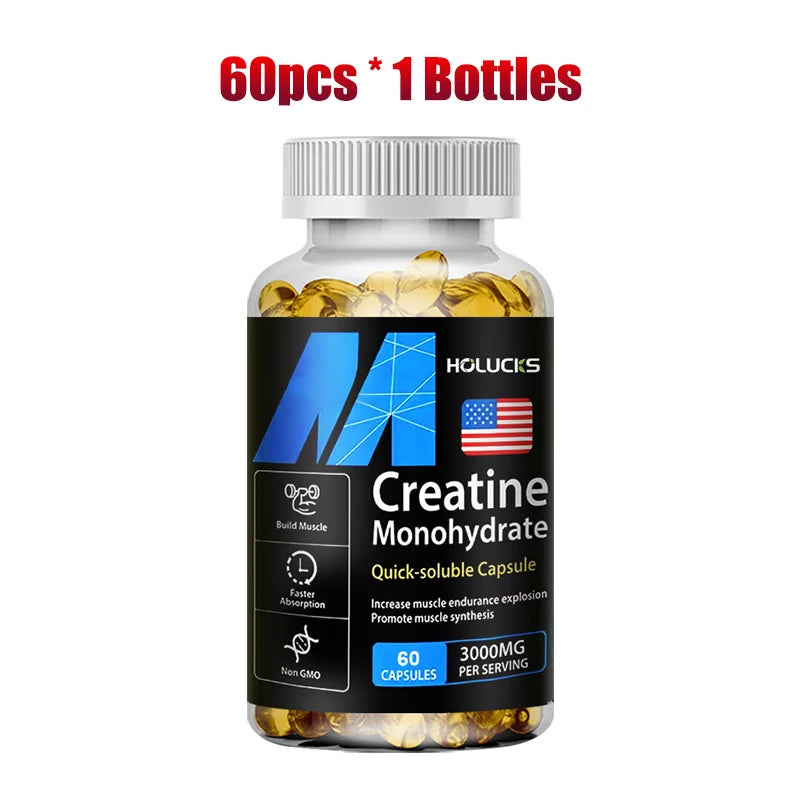Buy 2 Get 2 Free! Creatine Monohydrate 3000mg Capsules, Support Lean Muscle & Performance, Fat Loss & Overall Fitness, Vegan