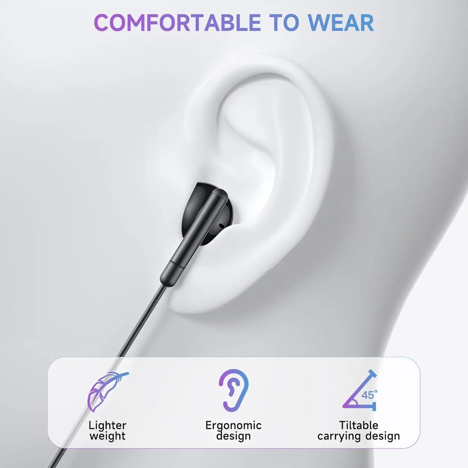 USB Type C 3.5mm Wired Headphones with Microphone Volume Control Wired Earphone Earbuds Bass In Ear Headphones Sport Headset