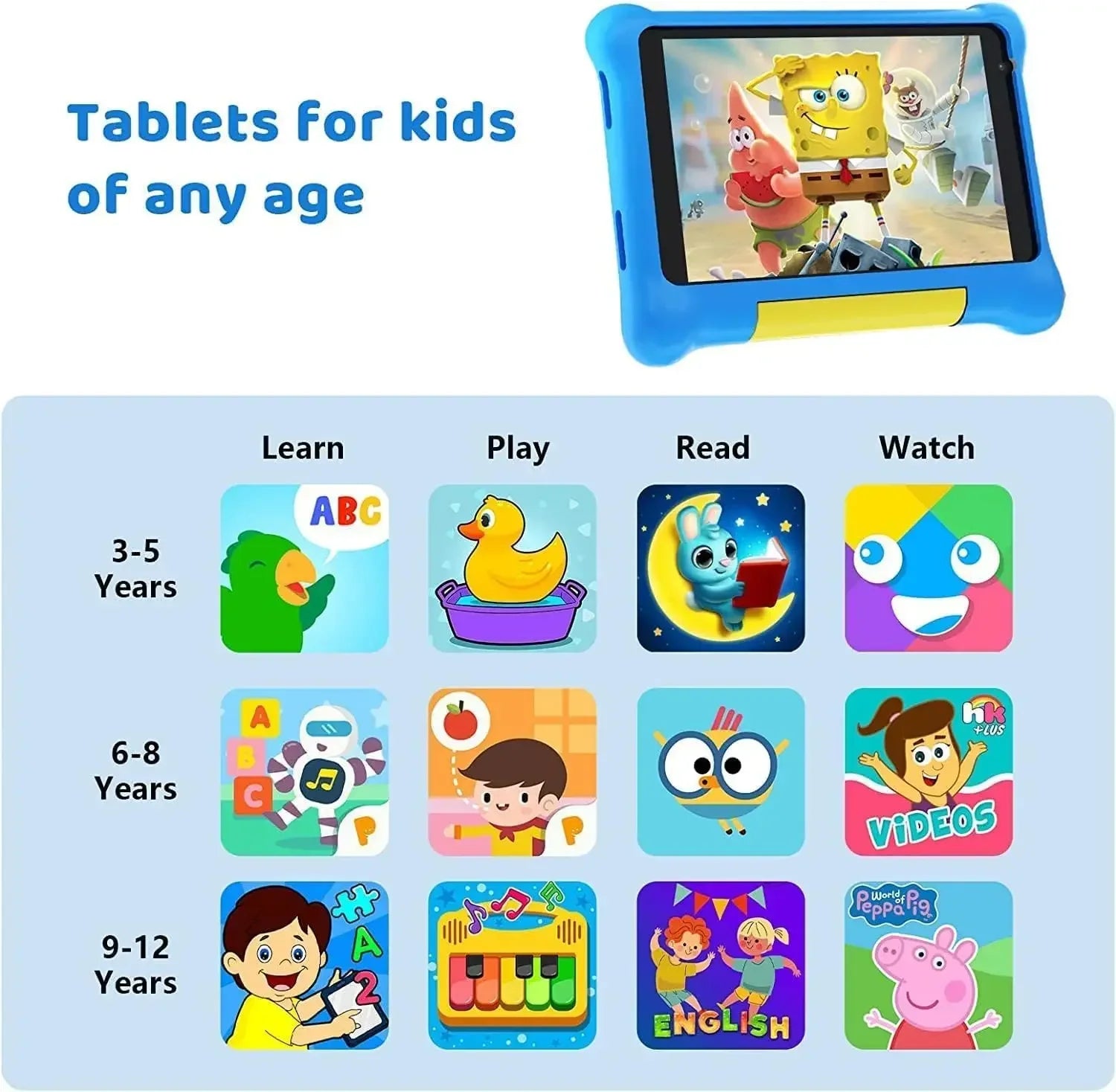 URAO Kid Tablet 7 Inch Android Tablet for Children 5GB RAM 32GB ROM 128GB Expandable Wi-Fi Bluetooth Type-C Case Children's Gift