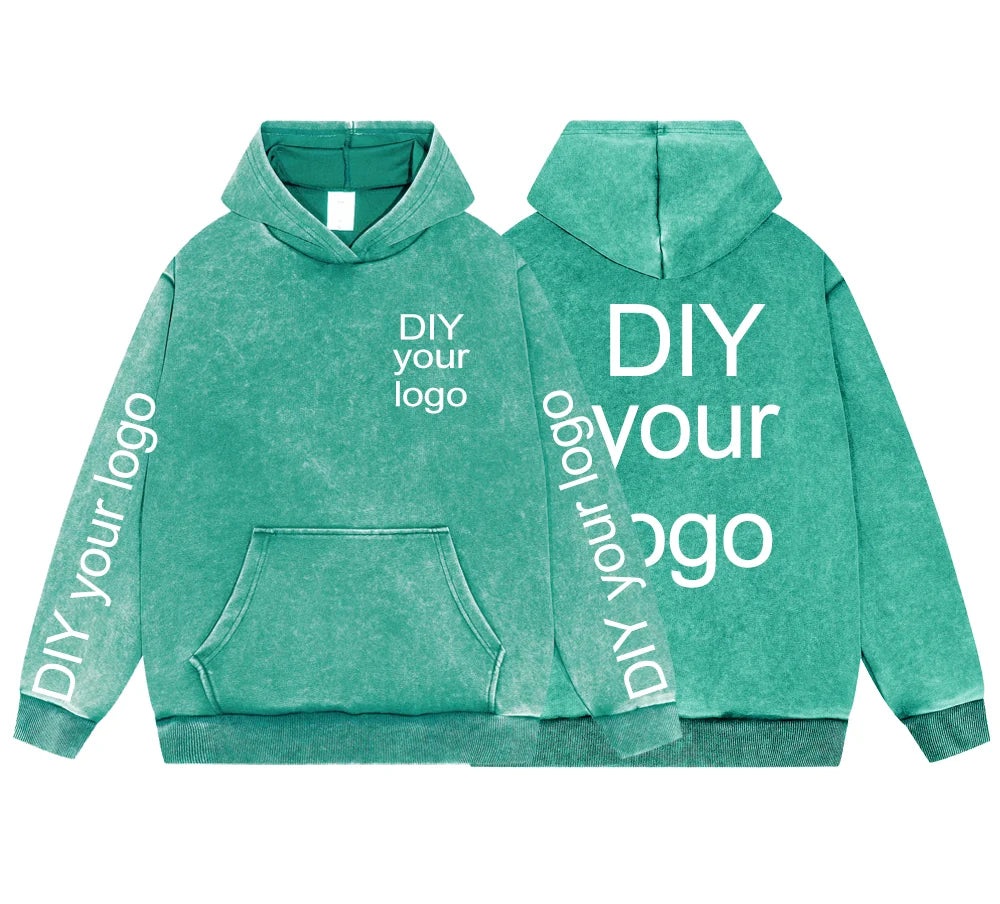 Washed Retro Hoodies 5 Colors 100%Cotton Hoody Customized Personalized Pattern Customization Pullover Team Logo Company Logo