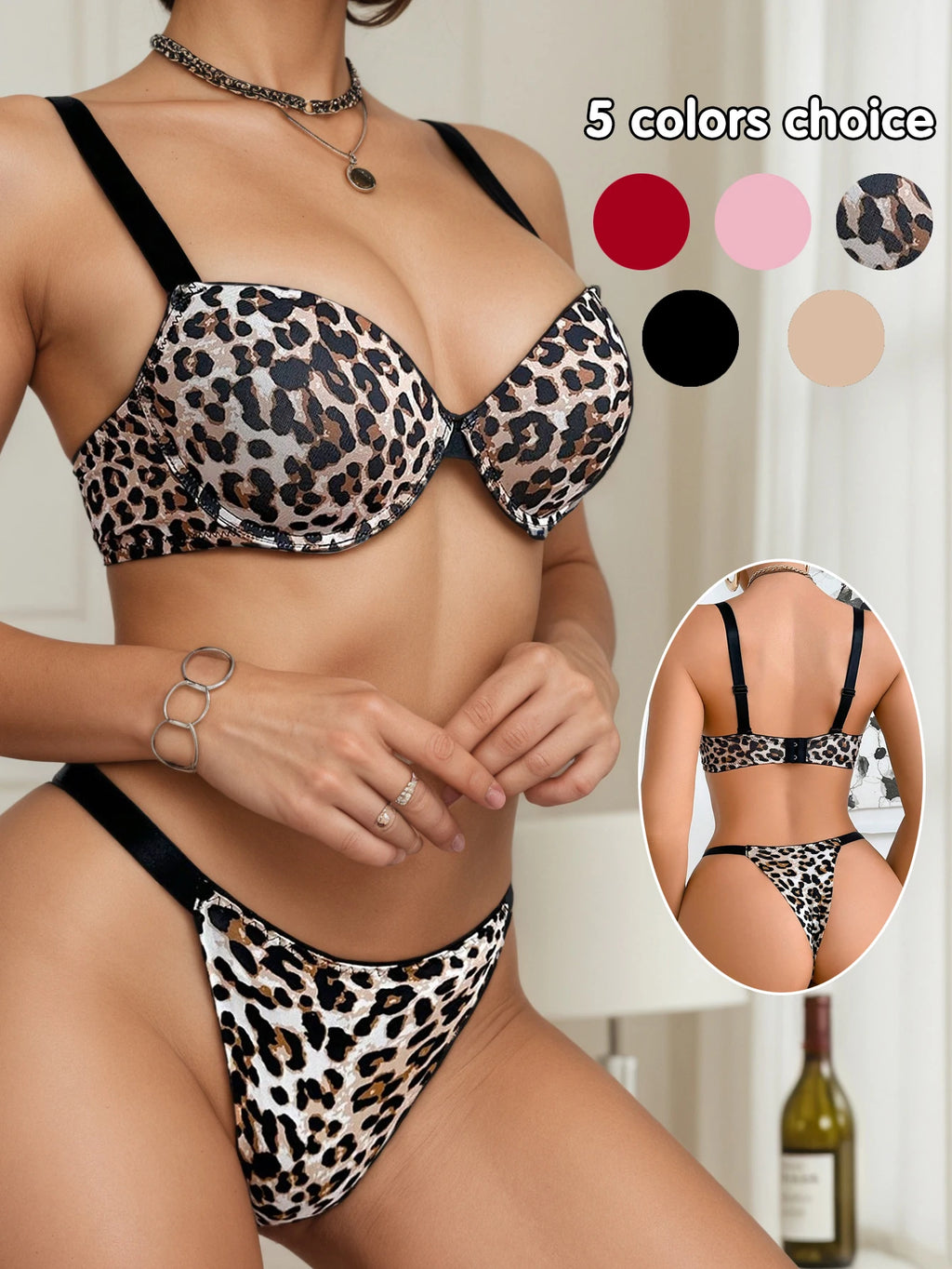 Women's Underwire Bra & Panty Set Solid Color Intimates 3/4 Cup T-Shirt Bra Push Up Underwear Lingerie Set for Women S-L