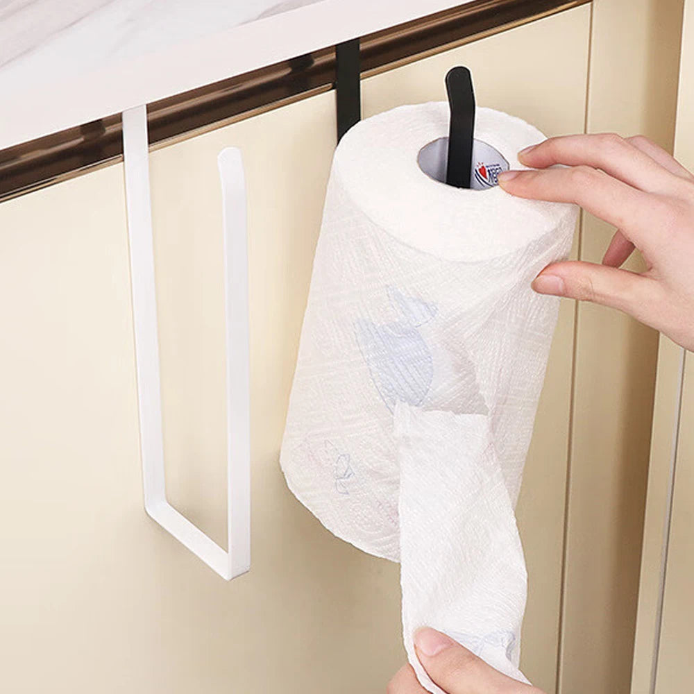 Kitchen Paper Roll Holder Towel Hanger Rack Cabinet Rag Hanging Shelves Organizer Shelf Toilet Paper Holder Storage Accessories