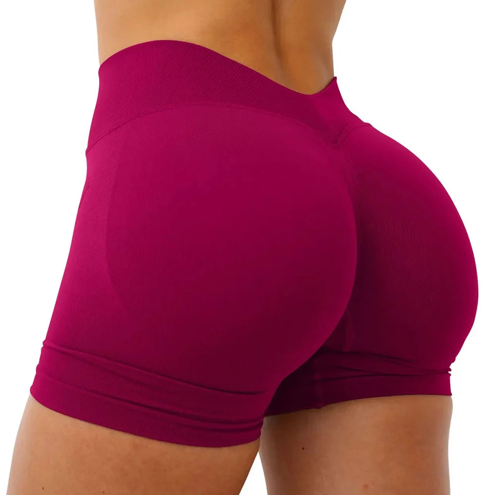 Women's Seamless Yoga Shorts - Butt Lifting Workout Leggings V Waist