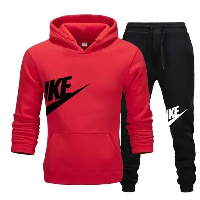 A new autumn and winter men's casual sportswear set of 2-piece hooded sweatshirt and long pants for outdoor fashionable jogging