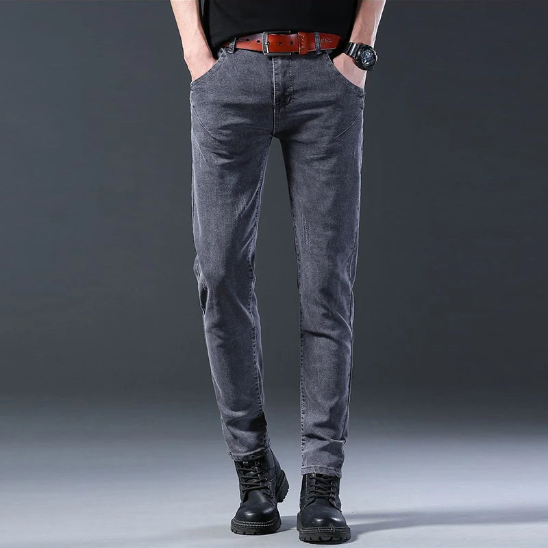 2025 New Men Fashion Comfortable slim fit Jeans Male Loose Straight Smart Casual Denim Pants Elasticity look taller Trousers