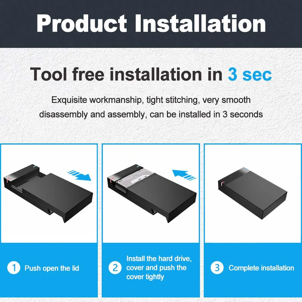 3.5/2.5 inch HDD Case SATA to USB 3.0 Hard Disk Adapter External Hard Drive Disk Enclosure For PC Laptop 5Gbps 10TB HDD Box Case