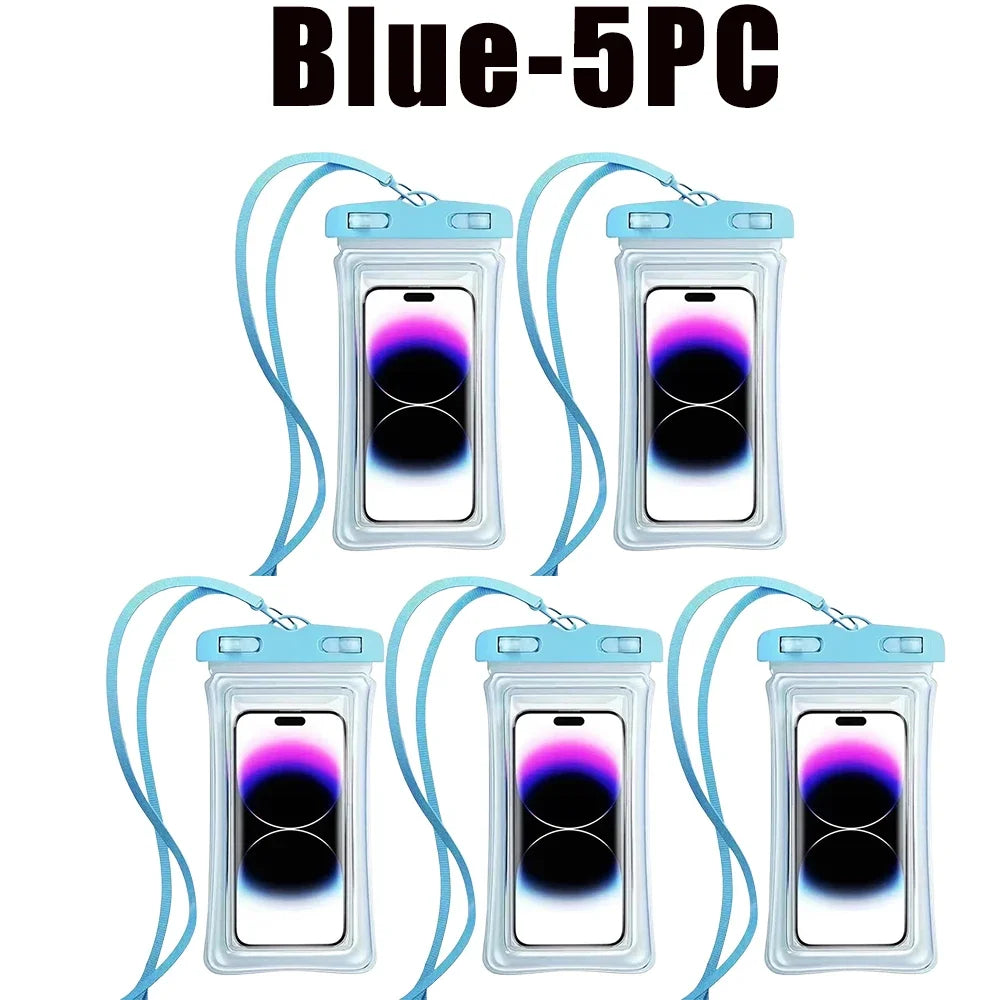 Floating Waterproof Phone Pouch Universal Water Resistant Phone Case Under 7.2 Inches Phone Dry Bag Essential for Water Sport