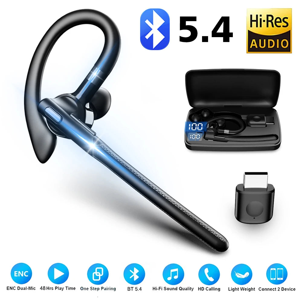 Bluetooth 5.4 Headphones Wireless Headset Dual Microphone Mute CVC8.0 Noise Cancelling Driving Headphones Hands-free Headphones