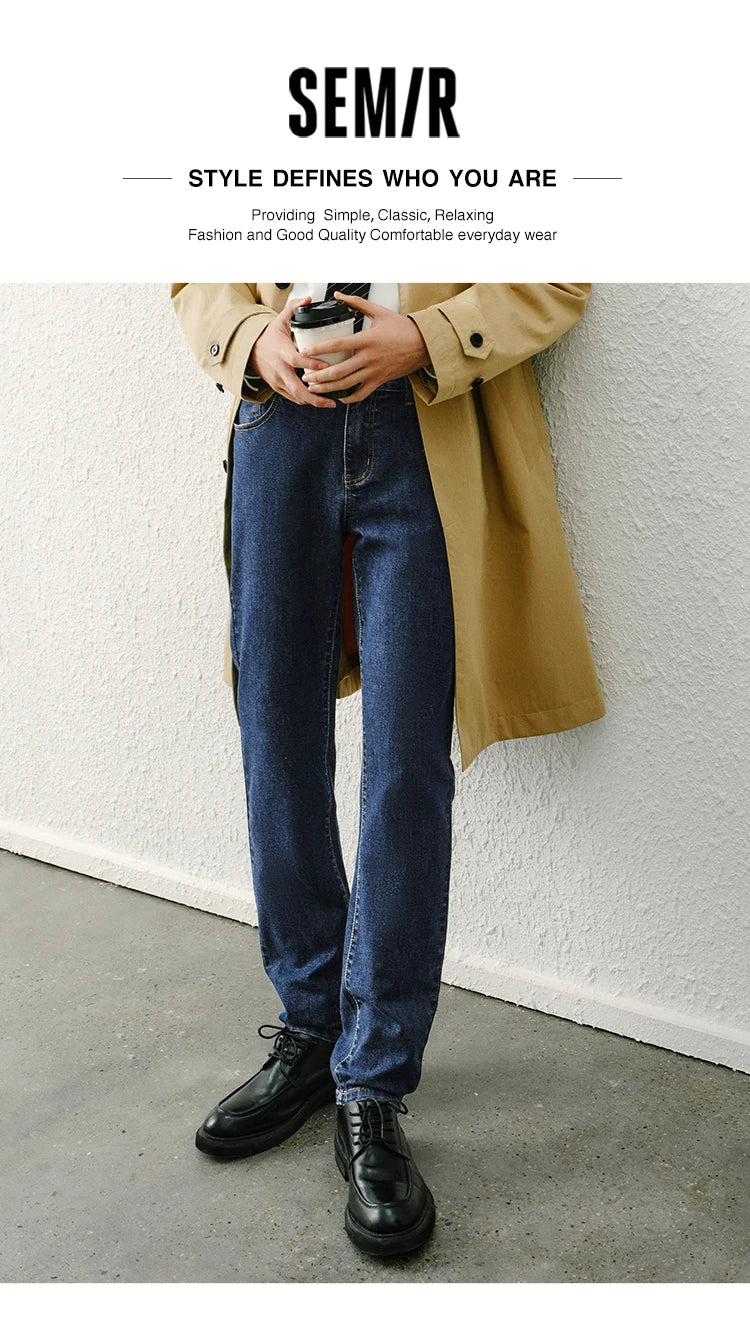 Semir Jeans Men Slim Fit Skinny Trousers Leg-lengthening 2025 Spring New Long Trousers Basic Versatile