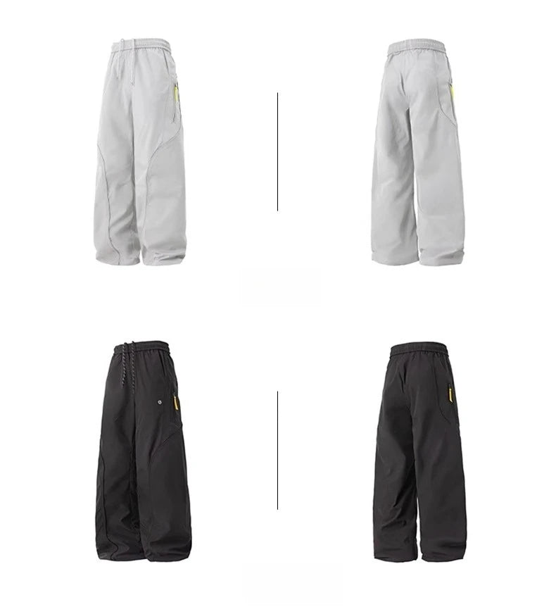 Streetwear Cargo Pants - Waterproof Windproof Fabric with Drawstring Elastic Waist｜Fall 2025 Loose Fit