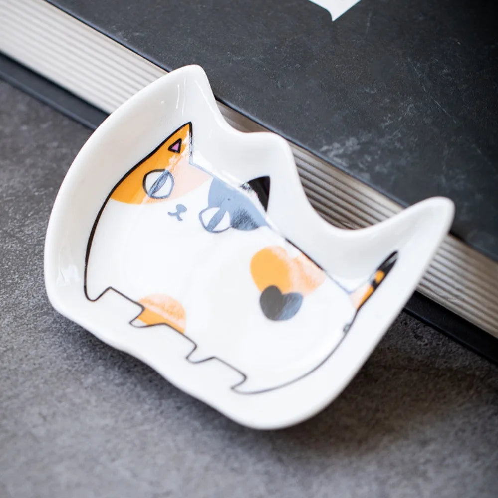 Kitchen Tableware Accessories Decorative Kitten Shaped Mustard Fruit Snack Tray Seasoning Plate Dessert Dish Sauce Dish